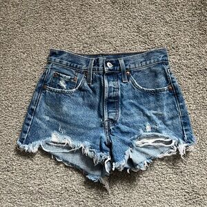 Levi’s 501 Distressed Denim Shorts Size 24